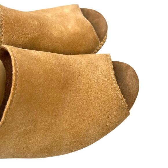 TOMS Tropez Wedge Platform Sandal 3 inch Heel in Honey Suede Leather Women's 8.5 - Picture 8 of 15